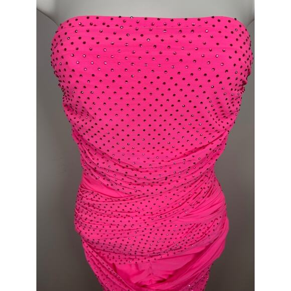 Retrofete Crystal Embellished Ruched Draped Strapless Bodycon Maxi Dress Sz XS - Picture 3 of 6